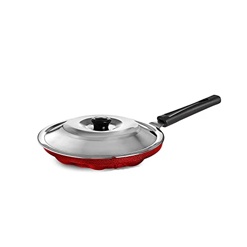 Xtend Royal Single Handle 12 Cavity Appam Patra Paddu Paniyarakkal Maker Chatty Paniyaram Pan Ponganal Baati Litti Baking Pot with Steel Lid (Aluminium, Non-Stick) - Image 4