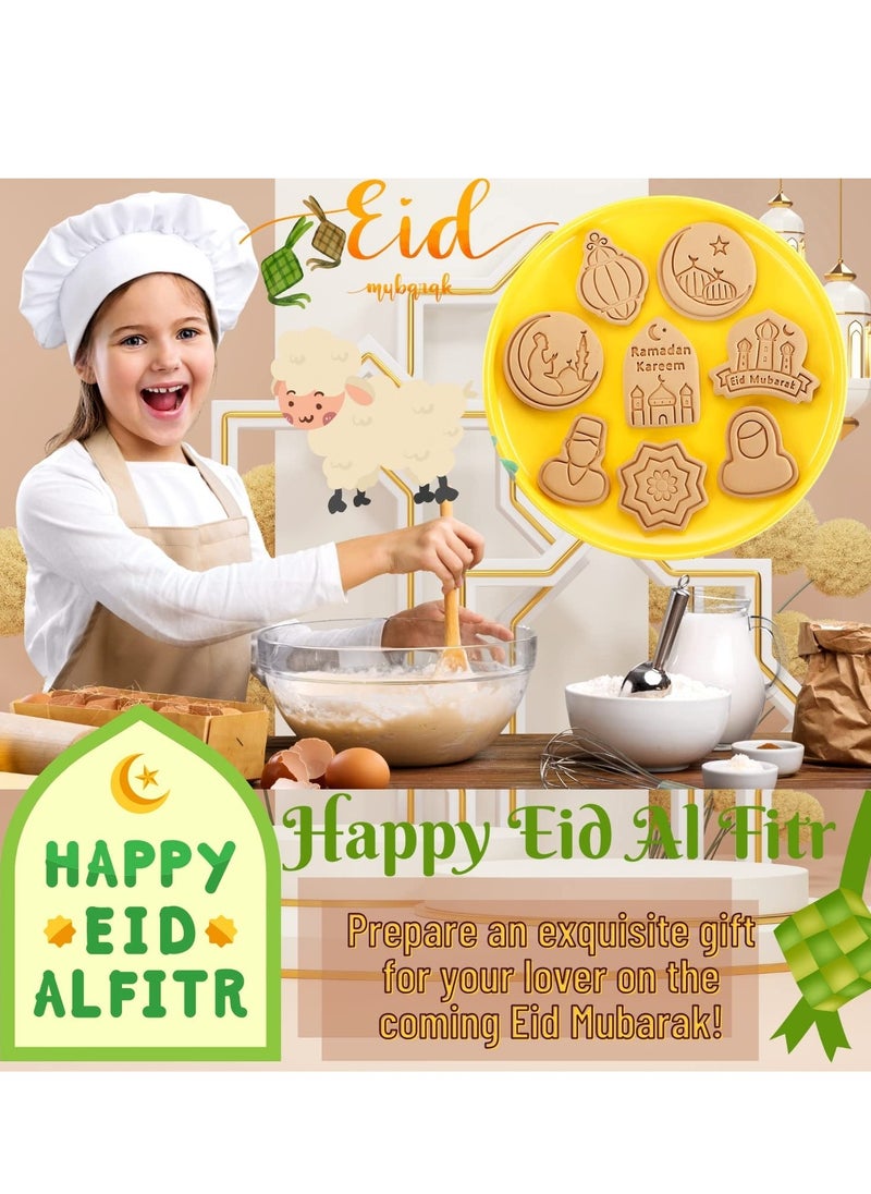 قطاعة بسكويت، أدوات تقطيع البسكويت والأختام، قوالب بسكويت عيد DIY، قطاعة بسكويت عيد مبارك بلاستيكية-قوالب عيد مبارك ثلاثية الأبعاد، للخبز