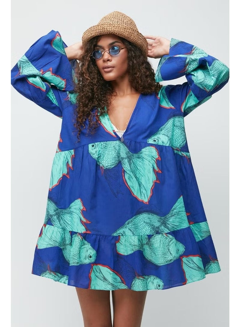 C&city Pareo Beach Dress 22329 Navy blue/green - Image 1