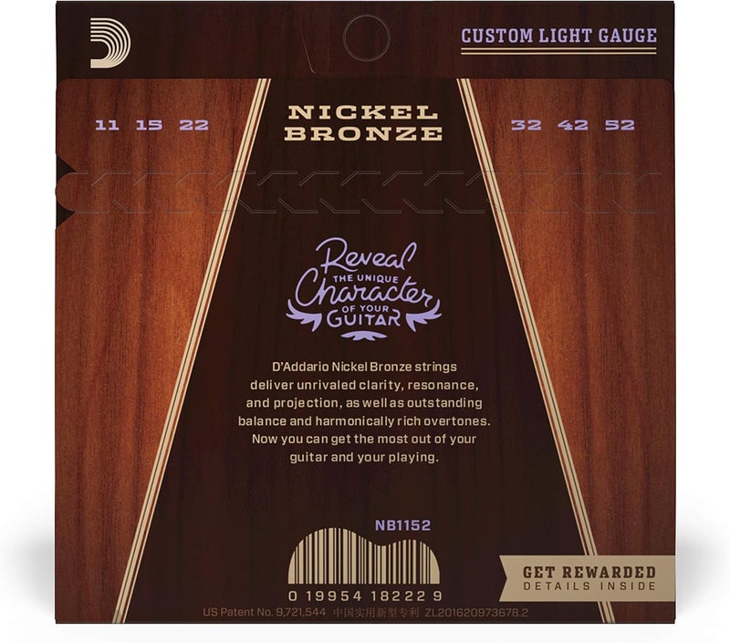D'Addario Nickel Bronze Acoustic Guitar Strings 11-52 - Image 2