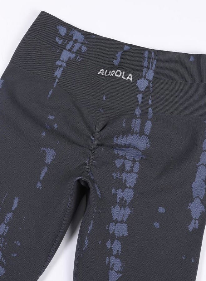 AUROLA سروال ليجنغز للتمارين بدون seams للنساء، بنطلون مضاد للتمزق مع تحكم في البطن، رمادي داكن، S - Image 3
