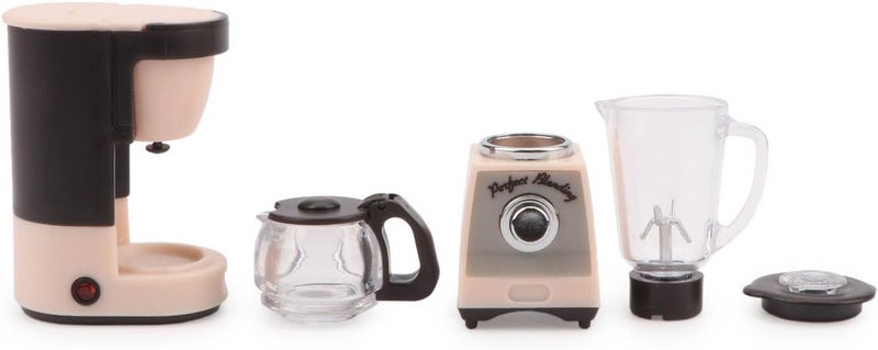 Cutemini Dollhouse 1/12 Miniture Coffee Maker & Juicer Set 2Pcs Doll House Kitchen Appliances Furniture Plastic Model Coffee Pot Blender Accessories (Pink) - Image 2