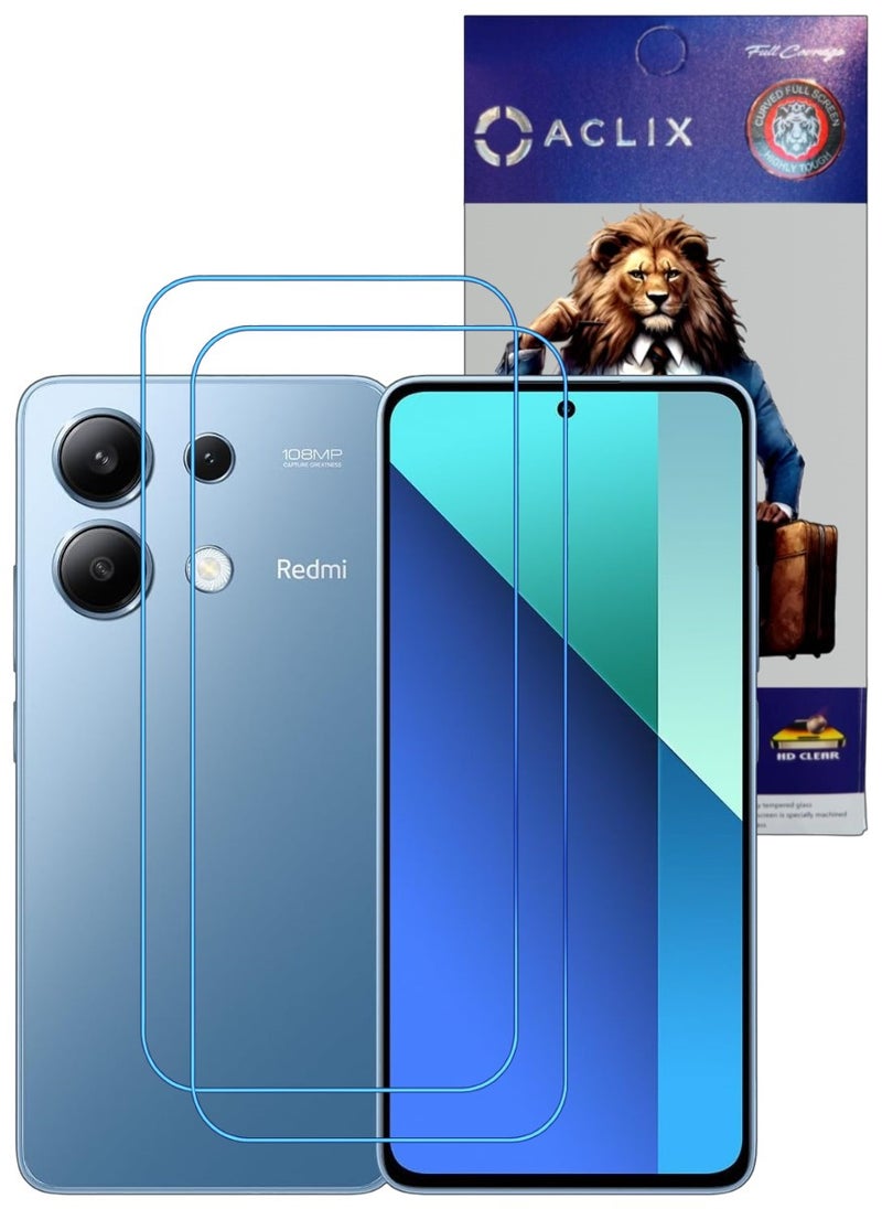 ACLIX 2 Pieces Antistatic ESD Dustproof Premium Quality High Definition Clear Tempered Glass Screen Protector Designed For Xiaomi Redmi Note 13 - Image 1