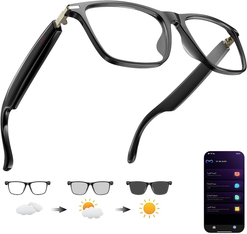 Zurligi AI Smart Glasses, Bluetooth translation glasses with support multiple languages and Color-Change Lens, Music Playback, Hands-Free Calls, UV & Blue Light Protection for Travel, Meetings - Image 1