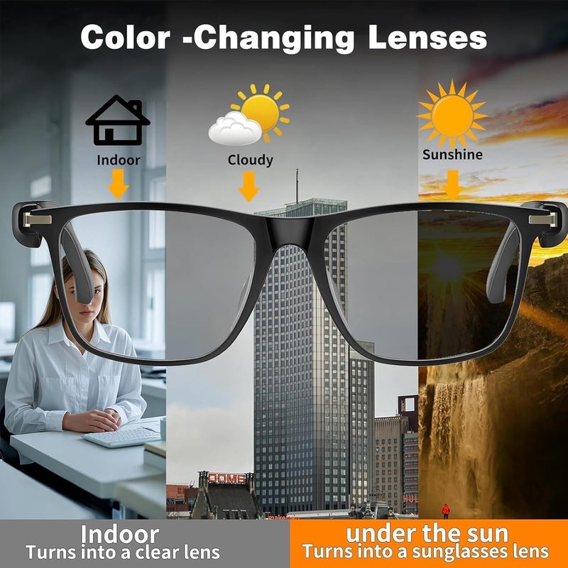 Zurligi AI Smart Glasses, Bluetooth translation glasses with support multiple languages and Color-Change Lens, Music Playback, Hands-Free Calls, UV & Blue Light Protection for Travel, Meetings - Image 5