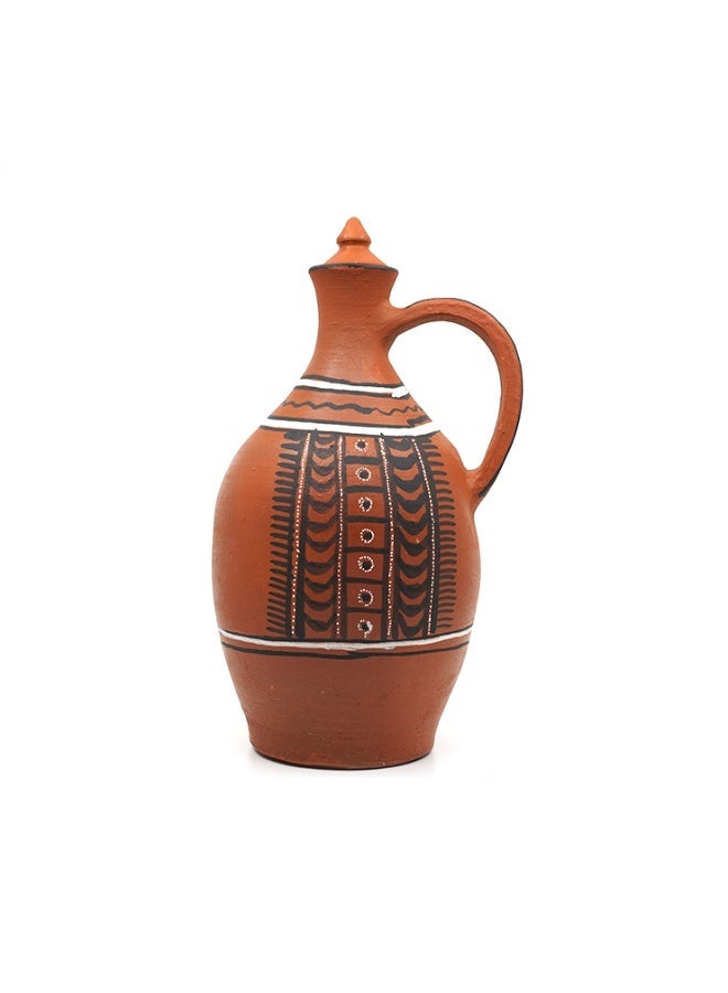 ARK Dhaaro Vibes Clay Jug | Earthen Elegance Clay Water Jug | Pottery Jar for Drinking Water | Natural Cooling & pH-Balancing | Eco-Friendly & Chemical-Free | Village Design | 1500 ml - Image 1