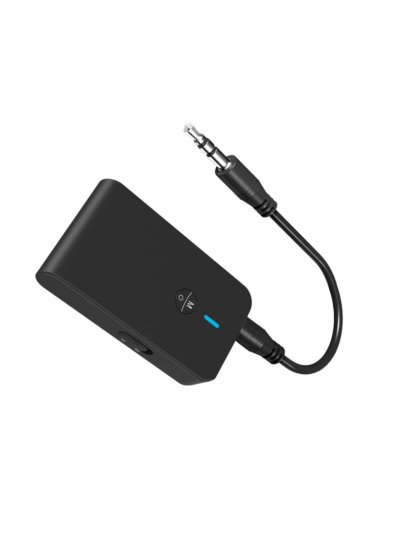 Bluetooth 5.0 3-in-1 Wireless Audio Adapter, Mini Portable Transmitter and Receiver for TV, PC, Headphones, Car Sound System, and Speakers, Low Latency, 3.5mm Jack (Black) - Image 1