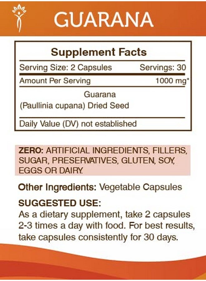 Secrets of the Tribe Guarana 60 Capsules, 1000 mg, Guarana (Paullinia cupana) Dried Seed (60 Capsules) - Image 3