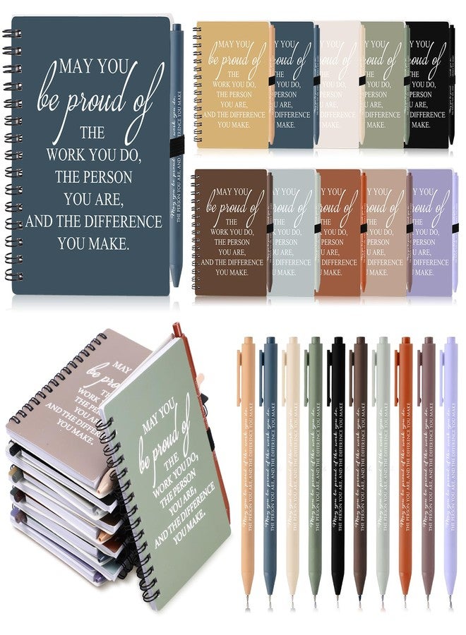 Honoson 50 Sets/100 Pcs Employee Group Gifts May You Be Proud The Work Notebook with Ballpoint Pen Inspirational Journals Office Thank You Gifts for Team Staff Coworker Secretary (Chic Color) - Image 1