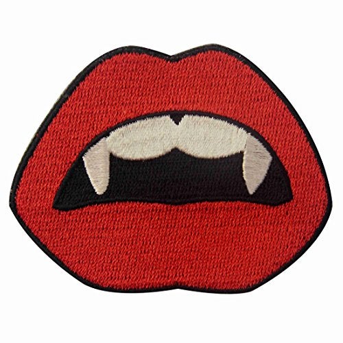 ZEGIN Vampire Mouth Blood Sexy Red Lips Embroidered Applique Iron On Sew On Patch - Image 1