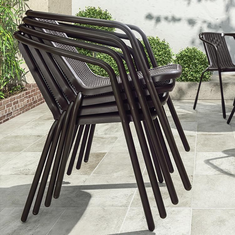 Harmony Home 5-Piece Outdoor Garden Dining Set – Poly Rattan Patio Table & 4 Chairs, Balcony Furniture, Anthracite & Grey - Image 5