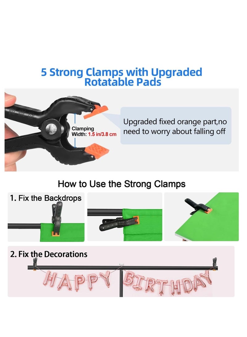 WALALLA Green Screen Background with Stand Kit 1.5x2 m for Zoom, 2-in-1 Reversible Blue Screen and Green Screen with Portable T-Shaped Background Support Stand, 5x Background Clips - Image 5
