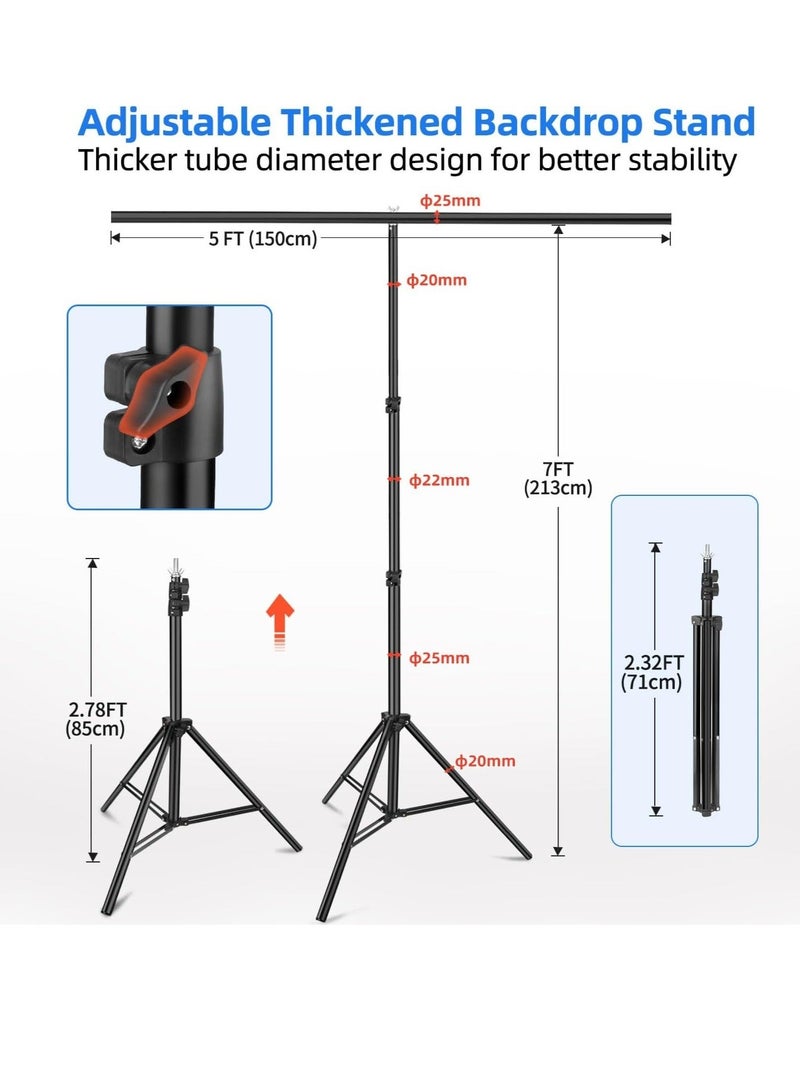 WALALLA Green Screen Background with Stand Kit 1.5x2 m for Zoom, 2-in-1 Reversible Blue Screen and Green Screen with Portable T-Shaped Background Support Stand, 5x Background Clips - Image 3