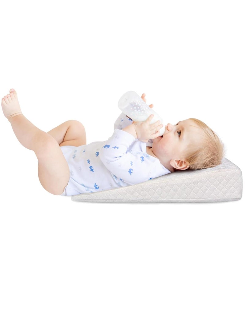 Gonice Baby Wedge Pillow 30 * 33 * 7 CM,Soft Square Crib Wedge Pillow With Washable Cover,Feeding Pillows for Reflux Baby Sleep, Breathing Difficulty (White-Square)  - Image 1