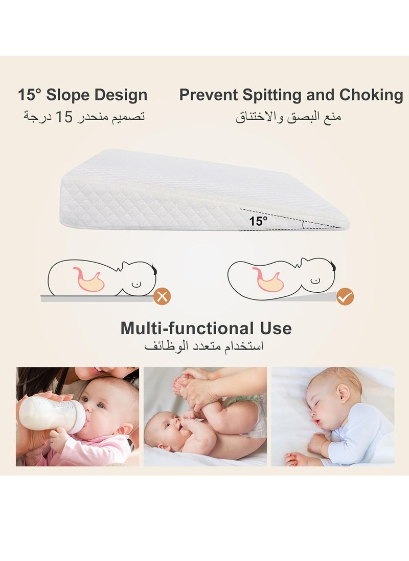Gonice Baby Wedge Pillow 30 * 33 * 7 CM,Soft Square Crib Wedge Pillow With Washable Cover,Feeding Pillows for Reflux Baby Sleep, Breathing Difficulty (White-Square)  - Image 3