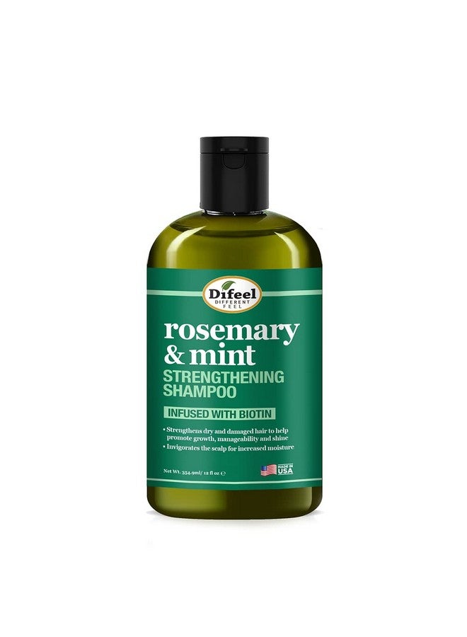 Difeel Rosemary Mint Strengthening Shampoo with Biotin 12 oz. - Made with Natural Rosemary Oil for Hair Growth - Image 1