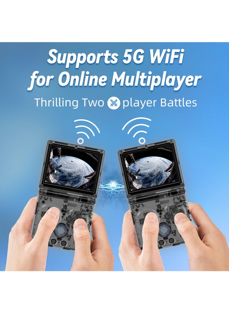 RG35XXSP Retro Flip Handheld Game Console, 3.5-inch IPS Screen, Linux H700 Video Game Player, Support Streaming WIFI Bluetooth (Transparent Black, 128G)