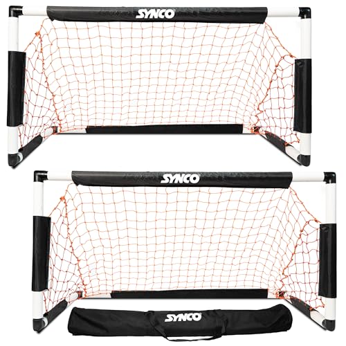 Synco Two Portable Soccer Goals with Carry Bag | Goal Post for Football Training | Long Lasting Durable Frame | Quick Setup Easy Folding Storage | Set of Two - Image 1