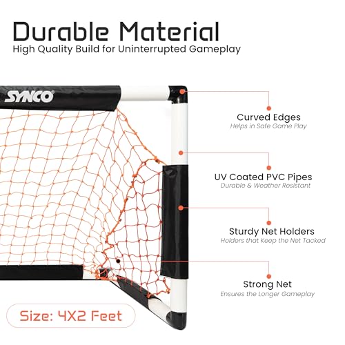 Synco Two Portable Soccer Goals with Carry Bag | Goal Post for Football Training | Long Lasting Durable Frame | Quick Setup Easy Folding Storage | Set of Two - Image 3