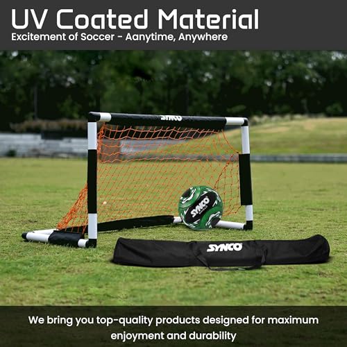 Synco Two Portable Soccer Goals with Carry Bag | Goal Post for Football Training | Long Lasting Durable Frame | Quick Setup Easy Folding Storage | Set of Two - Image 5