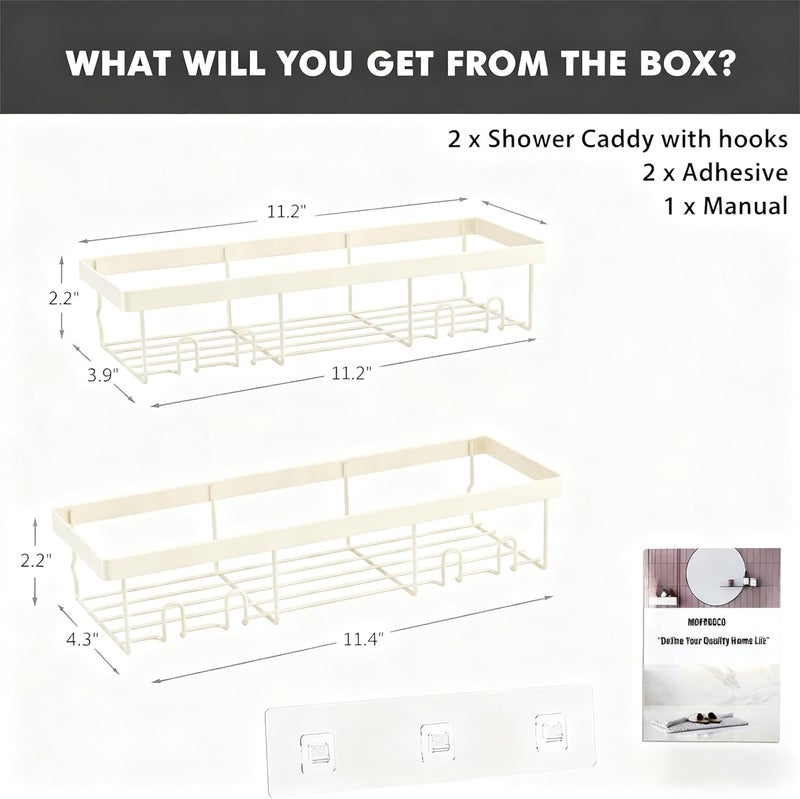 Moforoco Shower Caddy Shelf Organizer Rack, Self Adhesive Black Bathroom Shelves Basket, Home Farmhouse Wall Inside Organization and Storage Decor Rv Accessories, First Camper Apartment Essentials - Image 2