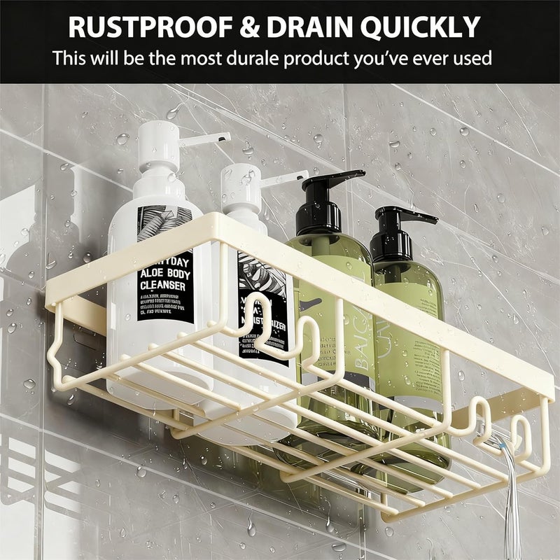 Moforoco Shower Caddy Shelf Organizer Rack, Self Adhesive Black Bathroom Shelves Basket, Home Farmhouse Wall Inside Organization and Storage Decor Rv Accessories, First Camper Apartment Essentials - Image 4