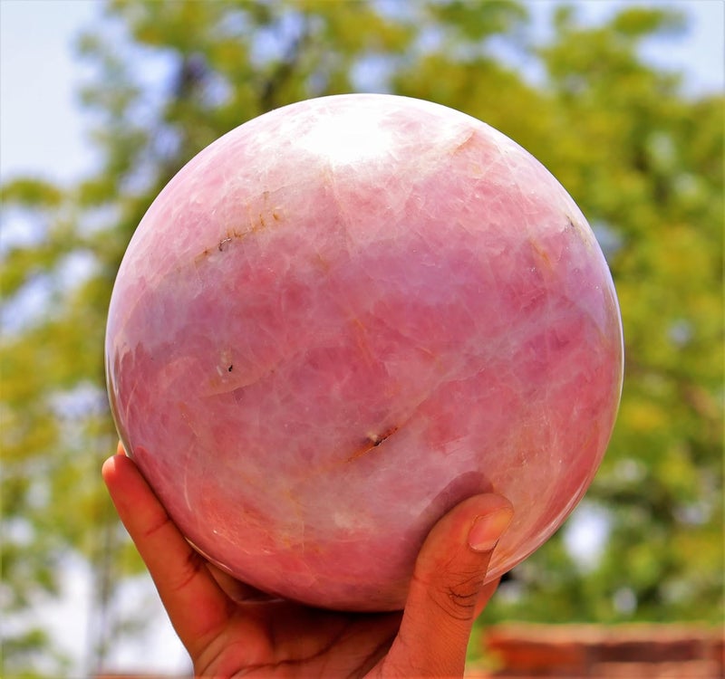 Excel Giant Natural Rose Quartz Crystal Ball, 6.3 Inch Diameter, 5.6 Kg Weight, for Healing, Meditation and Spiritual Purpose - Image 3