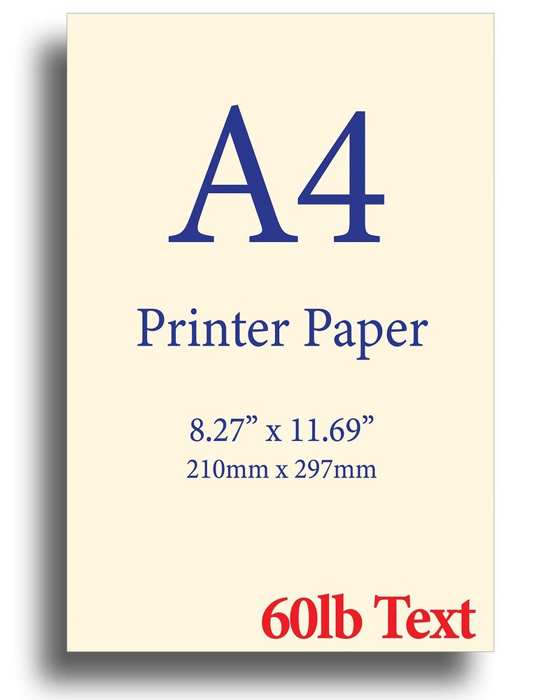 Desktop Publishing Supplies Natural Cream A4 Printer Paper - 24lb Bond / 60lb Text (90 gsm) - 8.3"x 11.7" - 250 Sheets - Image 1