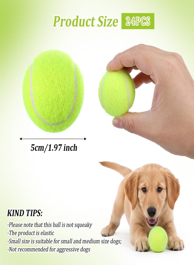 xozeooeu 24 Pcs 2 Inch Mini Tennis Balls for Small Dogs, Pet Fetching Training Playing Exercise Rubber Felt Dog Puppy Ball, Yellow - Image 2
