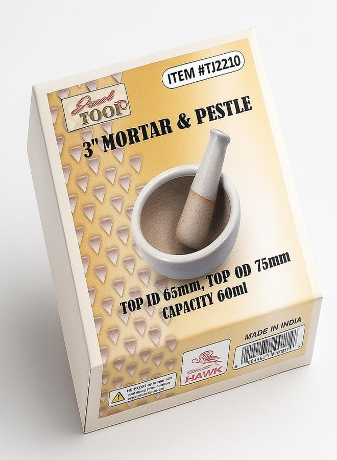 Jewel Tool 3" Ceramic Bowl and Pestle | 150ml Capacity | Great for Crushing & Grinding in Kitchen or Laboratory | Grinds Powdered Chemicals, Herbs, Spices, Pills | Dishwasher Safe - Image 2