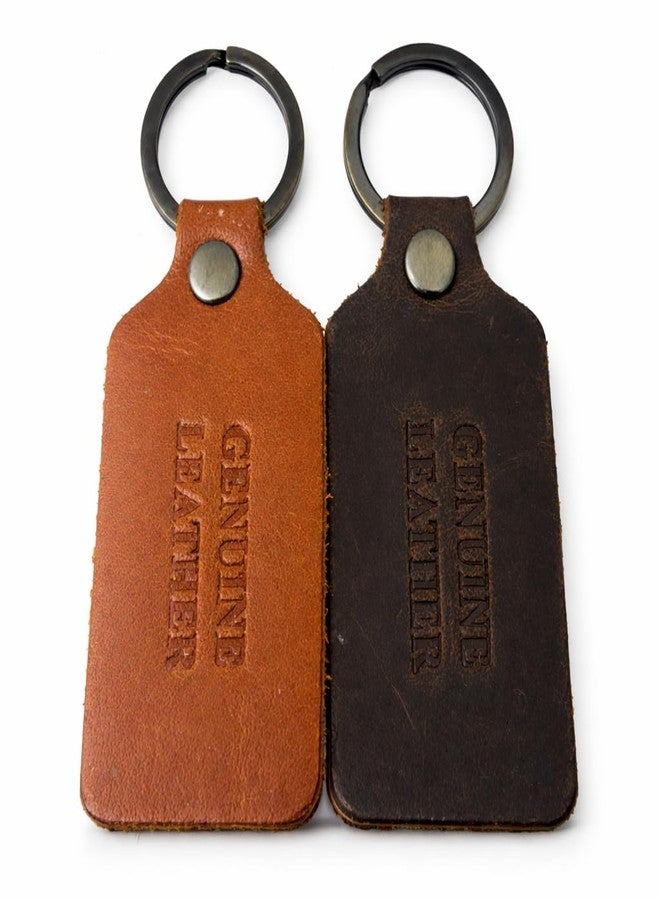 MaheTri Genuine Leather Combo Keychain for Men & Women | Premium Leather Key Ring | Durable & Stylish | (Brown & Dark Brown) (Pack of 2) - Image 1