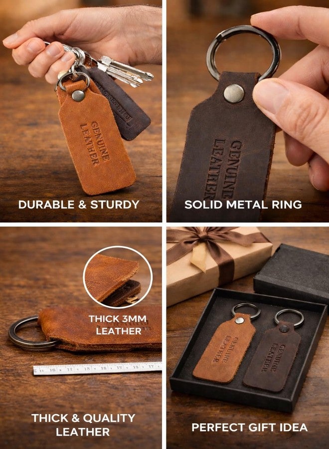 MaheTri Genuine Leather Combo Keychain for Men & Women | Premium Leather Key Ring | Durable & Stylish | (Brown & Dark Brown) (Pack of 2) - Image 4