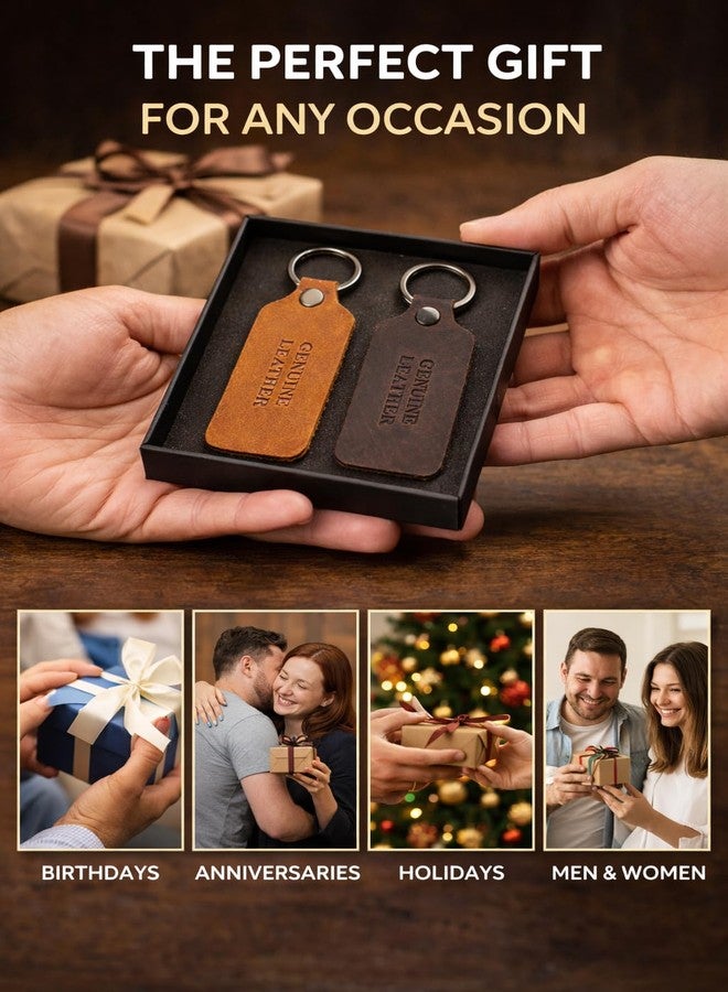 MaheTri Genuine Leather Combo Keychain for Men & Women | Premium Leather Key Ring | Durable & Stylish | (Brown & Dark Brown) (Pack of 2) - Image 5