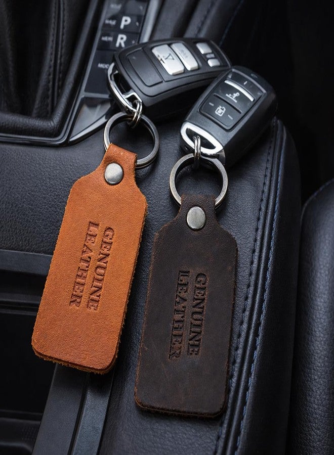 MaheTri Genuine Leather Combo Keychain for Men & Women | Premium Leather Key Ring | Durable & Stylish | (Brown & Dark Brown) (Pack of 2) - Image 2