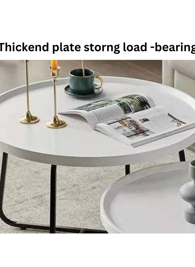 LHFHOMT Sofa Center Tables Set of 2 Pieces, Round Sofa Center table, wooden Top, Strong Gold Metal Frame for Living Room ,Sofa Side  - Image 2