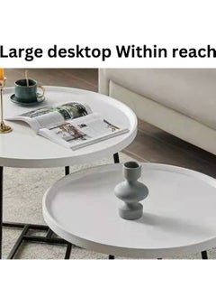 LHFHOMT Sofa Center Tables Set of 2 Pieces, Round Sofa Center table, wooden Top, Strong Gold Metal Frame for Living Room ,Sofa Side  - Image 5