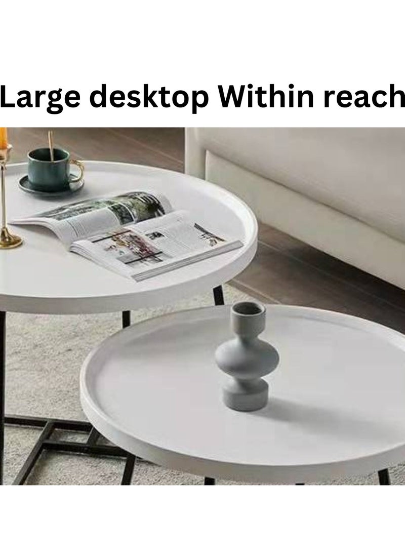 LHFHOMT Sofa Center Tables Set of 2 Pieces, Round Sofa Center table, wooden Top, Strong Gold Metal Frame for Living Room ,Sofa Side  - Image 5