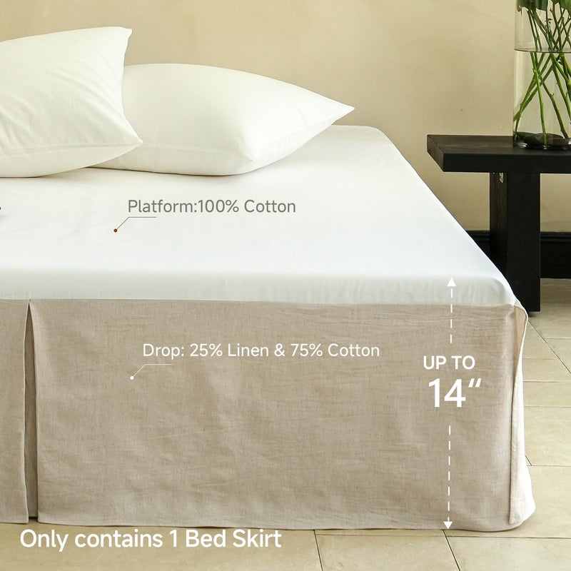 Simple&Opulence French Linen Bed Skirt With Classic 14 Inch Drop Dust Ruffle  Tailored Draped Premium Natural Flax Cotton Blend Basic Dust Easy Fit Breathable Farmhouse Bedding (Twin  Basic Linen) - Image 3