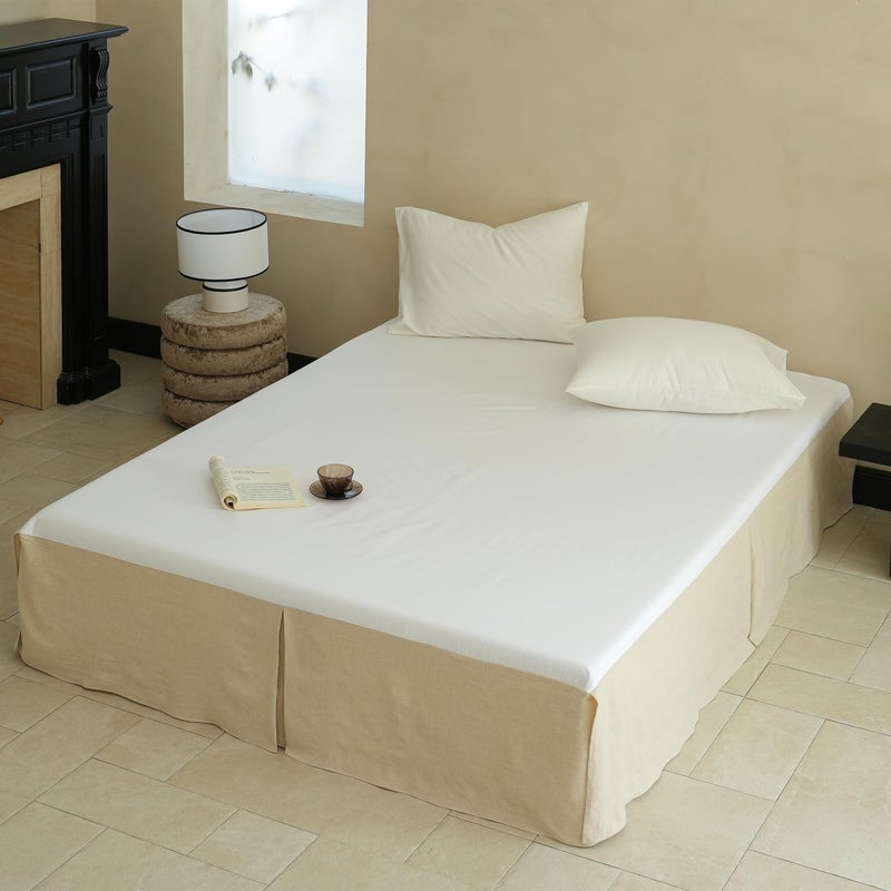Simple&Opulence French Linen Bed Skirt With Classic 14 Inch Drop Dust Ruffle  Tailored Draped Premium Natural Flax Cotton Blend Basic Dust Easy Fit Breathable Farmhouse Bedding (Twin  Basic Linen) - Image 1
