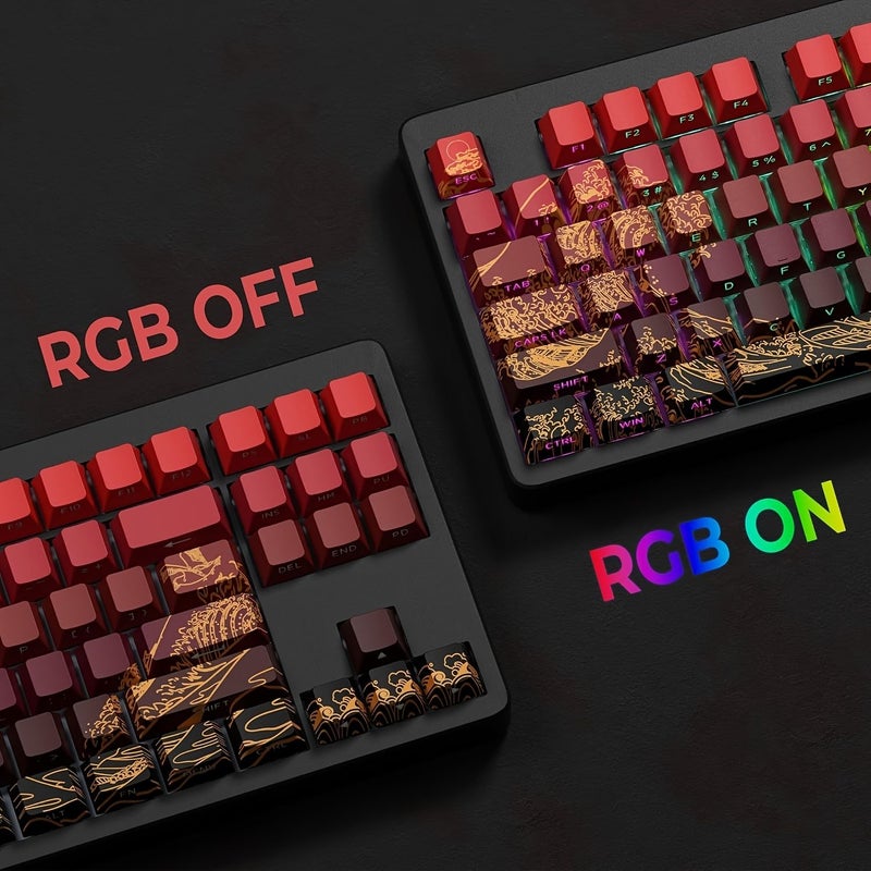 Black 129 Key Cherry Profile Pbt Dye Sub Side Print Keycaps For Mechanical Keyboards - Image 4