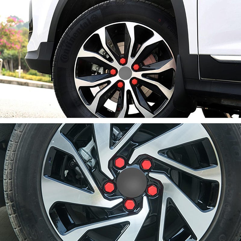 TOMALL 20pcs Silicone Wheel Lug Nut Covers - Red - Image 4