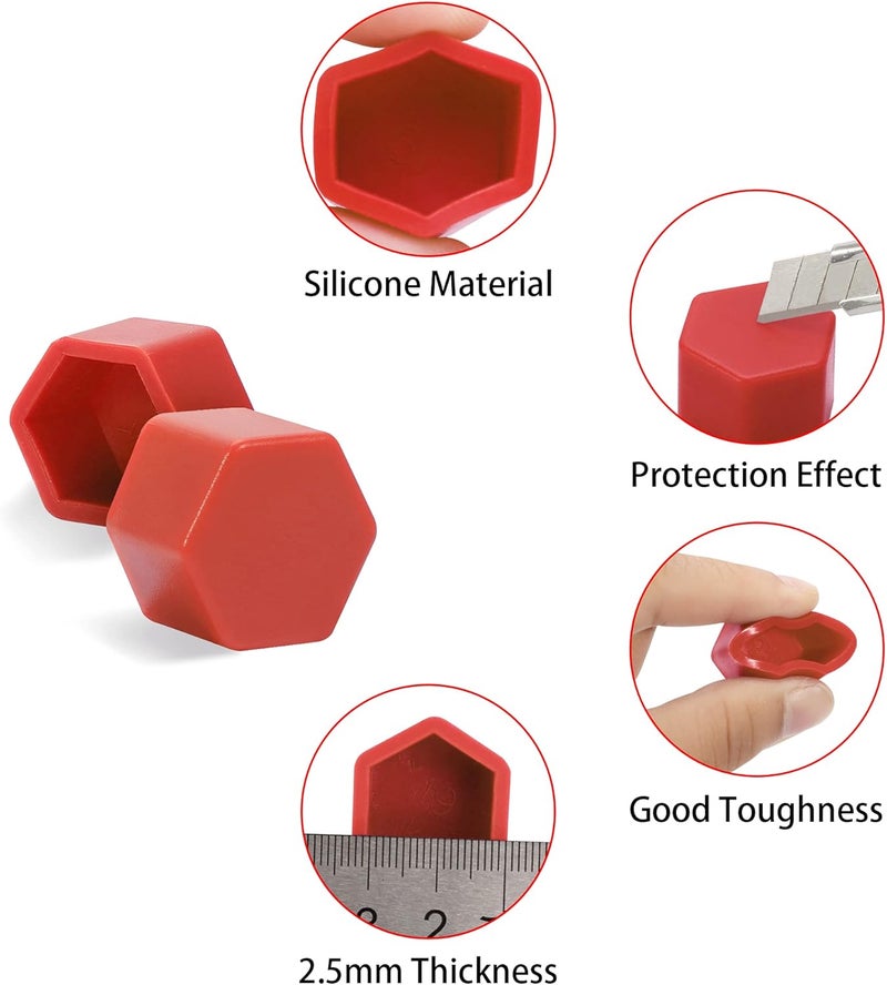 TOMALL 20pcs Silicone Wheel Lug Nut Covers - Red - Image 3