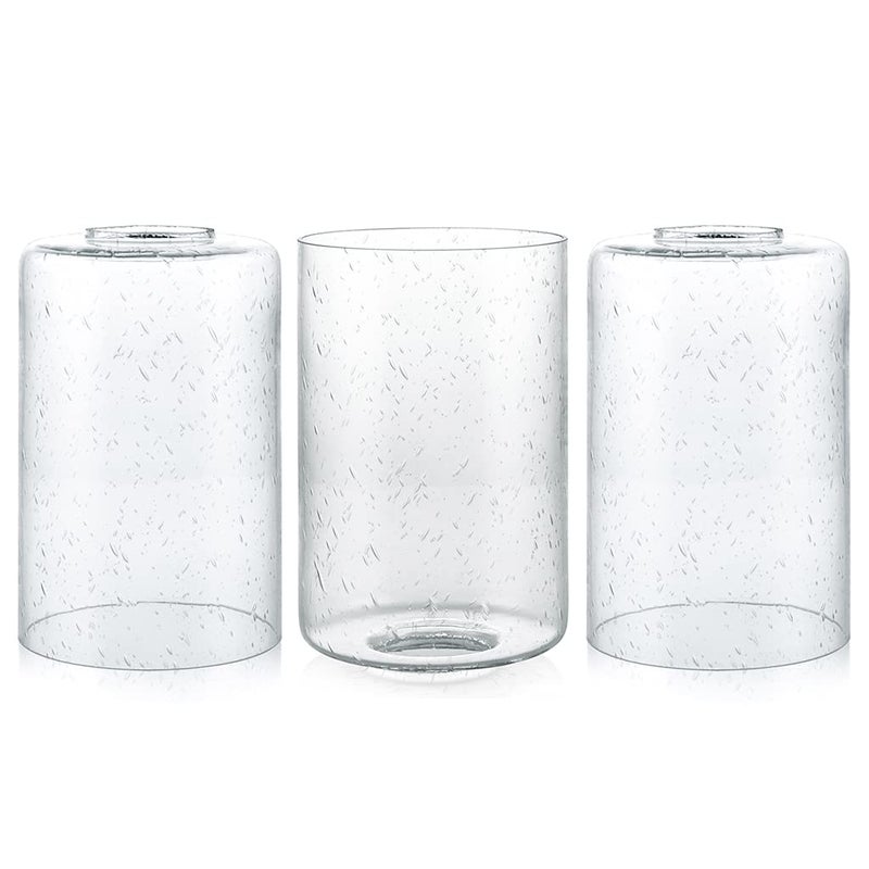 Skelang Seeded Lip-less Glass Lamp Shade, Cylindrical Light Cover with Fitter Opening, Replacement for Chandelier, Pendant, Bathroom Vanity Light, 3 Pcs - Image 1