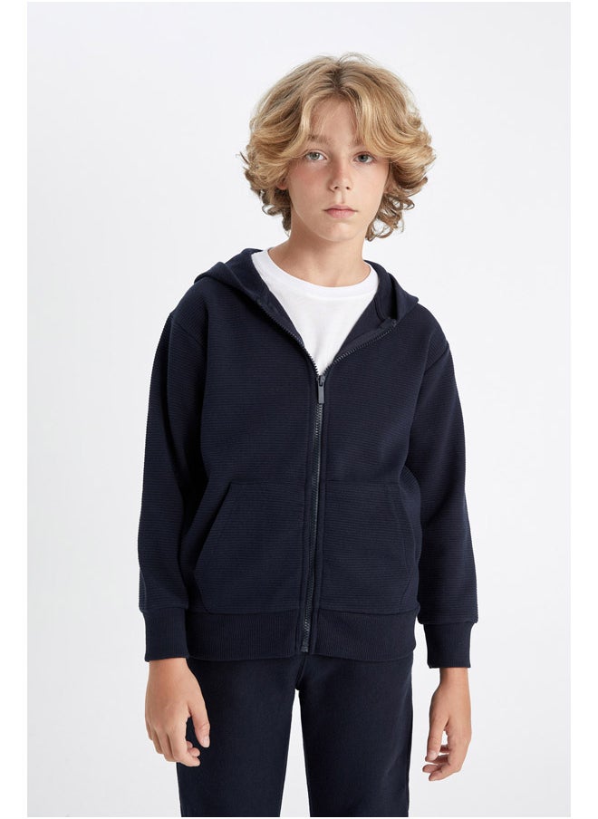 DeFacto Boy Knitted Regular Fit Hooded Long Sleeve Cardigan  - Image 1
