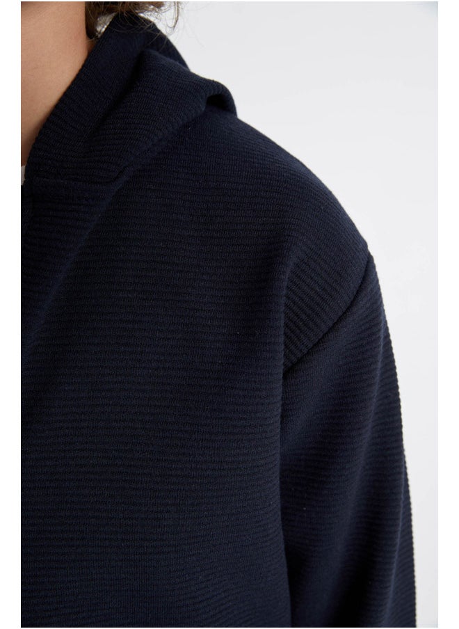 DeFacto Boy Knitted Regular Fit Hooded Long Sleeve Cardigan  - Image 3