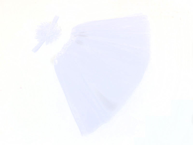 Generic Kids Chiffon Flower Tutu Skirt Set White