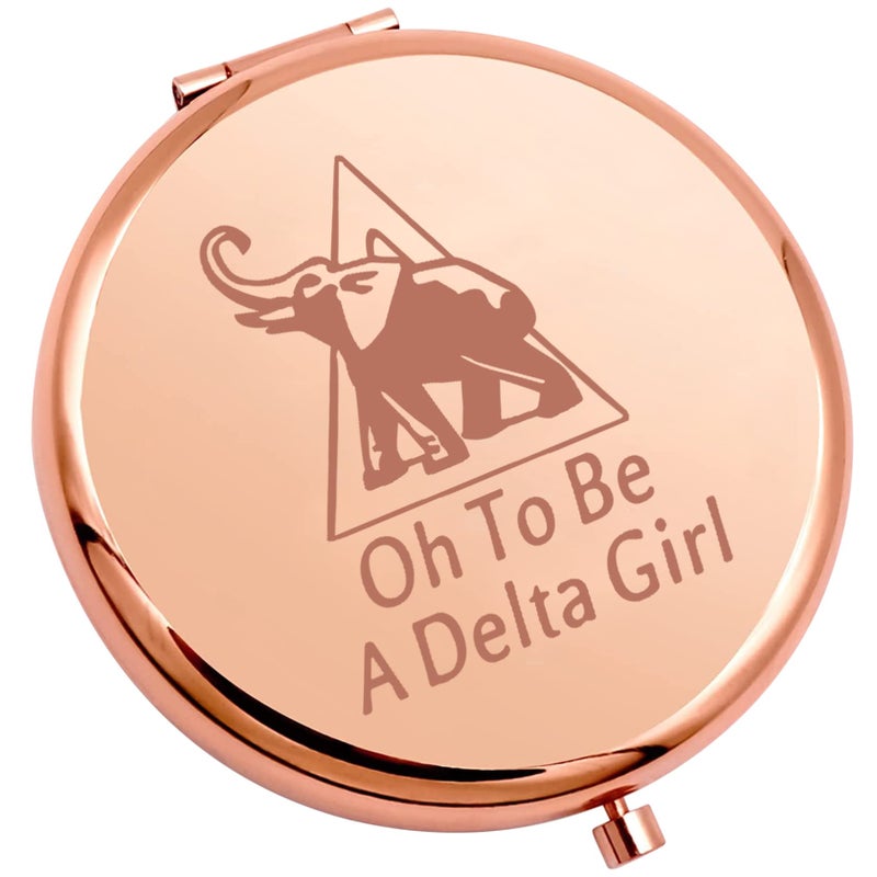 Seiraa Delta Elephant Pocket Mirror Greek Sorority Sister Makeup Mirror To Be A Girl Sorority Gift (Sorority Sister Makeup Mirror) - Image 1