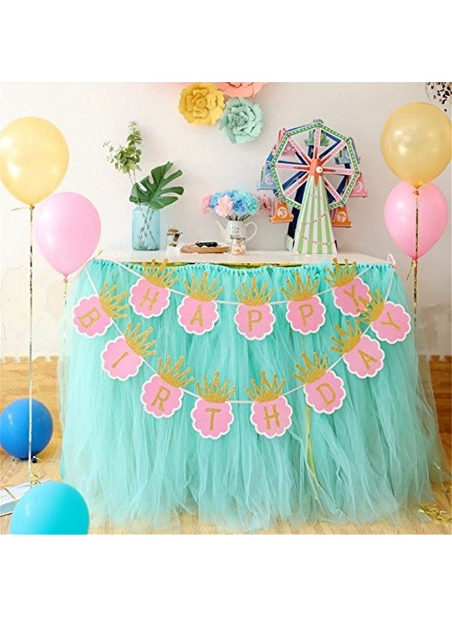 Balloonistics Princess Glitter Happy Birthday Crown Card Board Banner Decoration (Pink) - Image 3