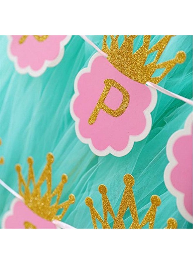 Balloonistics Princess Glitter Happy Birthday Crown Card Board Banner Decoration (Pink) - Image 4