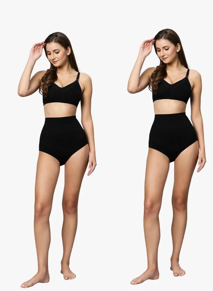 TUMMY Bamboo Cotton Panty Set Full Coverage Nursing Bra for Postpartum, Pregnancy & Breastfeeding || Comfortable Underwear for Women Belly Support